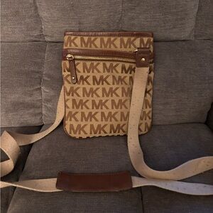 Michael Kors Tan and Brown Messenger Bag
